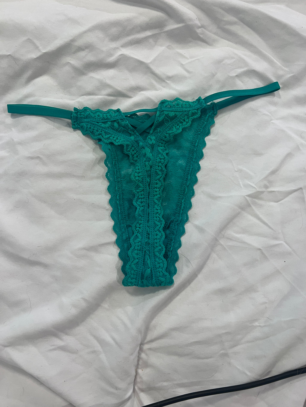 Maddie’s Worn VS Green Lace Thong Panty
