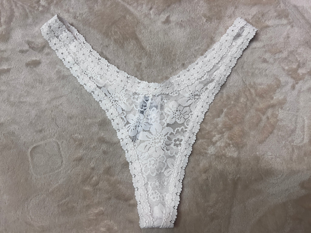 Maddie’s Worn VS white lace Thong