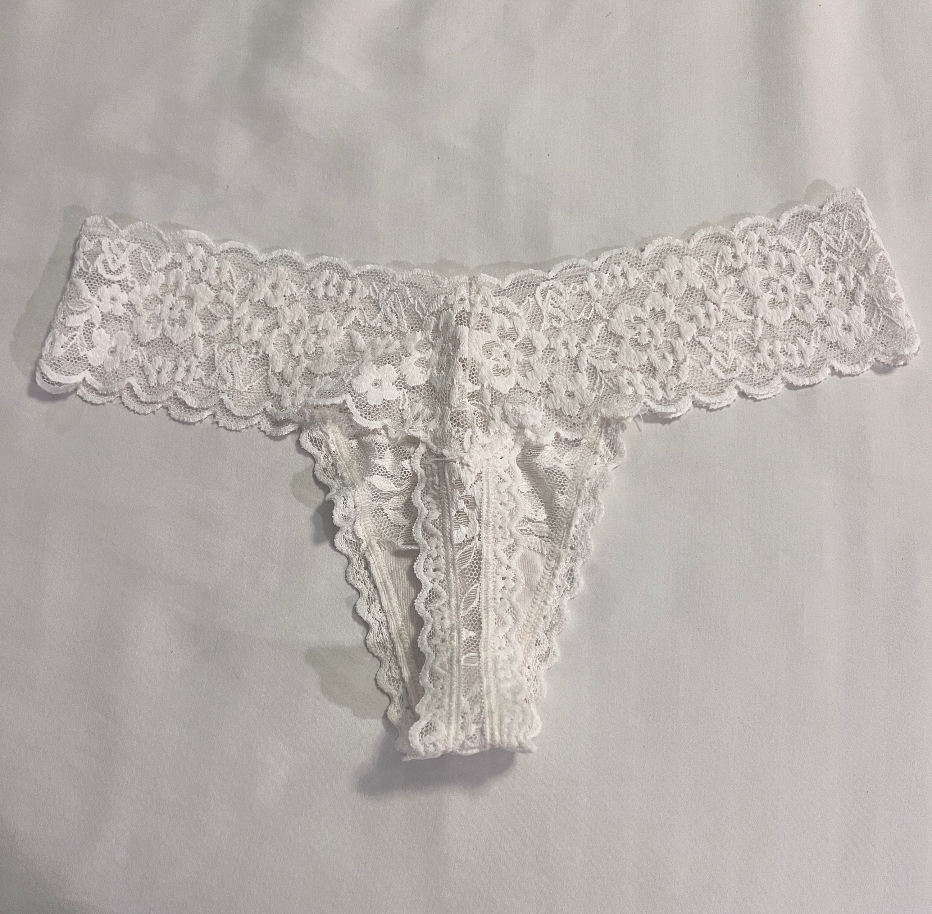 Maddie’s Worn VS white Lace Thong
