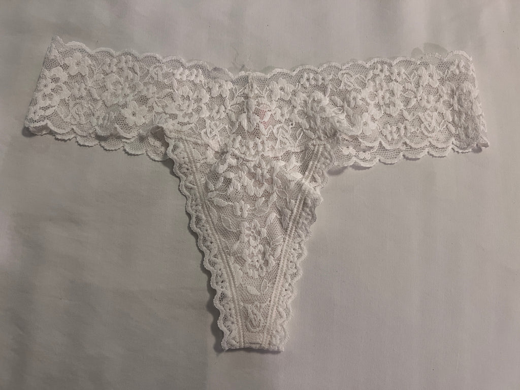 Maddie’s Worn VS white Lace Thong